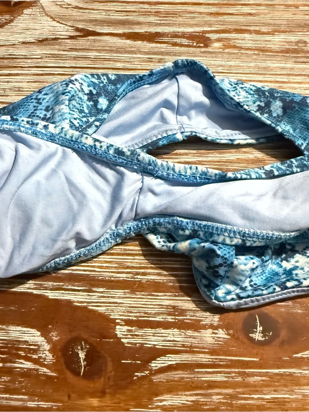 NEW Frankies Bikinis Juju High Waist Bottom Blue Snakeskin